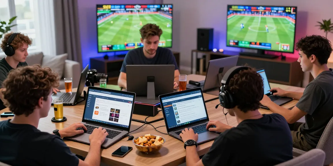 Engaged players using devices for 토토사이트 검증 먹튀스팟 in a vibrant home gaming setup.