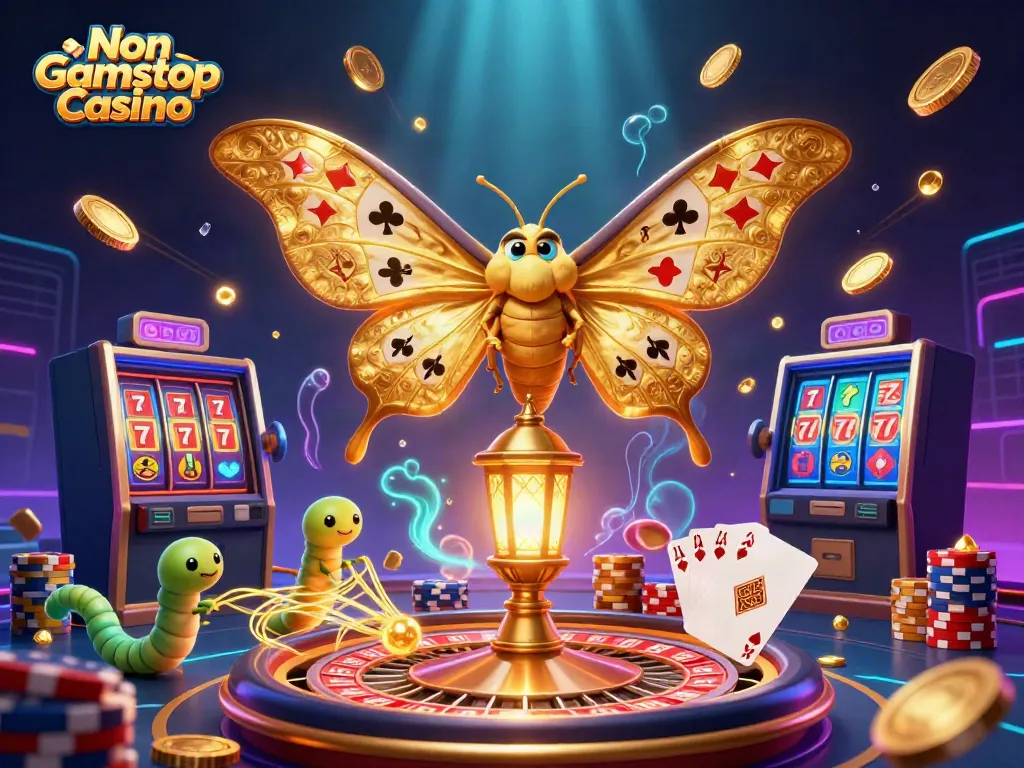 Experience the thrill of Non Gamstop Casino with a vibrant scene depicting 3D characters and casino elements.