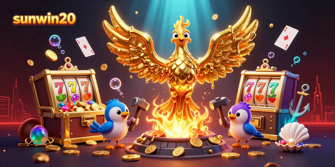 Experience the excitement of sunwin20 with a golden phoenix and slot machines in vivid 3D!