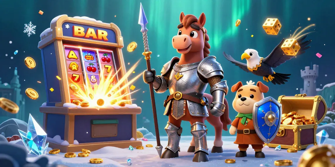 Experience the thrill of wins with sunwin as a knight, puppy, and falcon unleash jackpots in an epic scene.