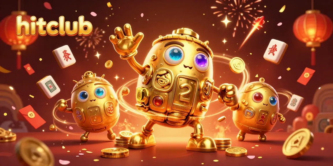 Experience the vibrant world of hitclub with a golden golem and festive elements capturing the excitement of online gaming.